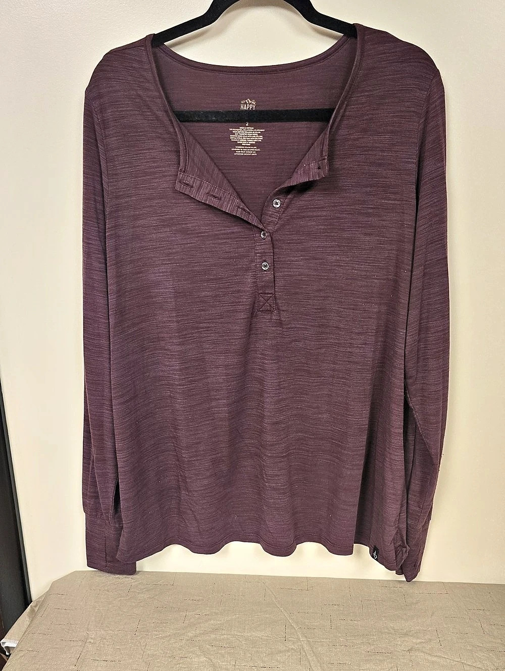 Happy Camper by Torrid Long Sleeve Henley in Purple Size 2
